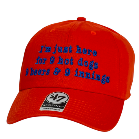 I’m Just Here for 9 Hot Dogs 9 Beers & 9 Innings Hat Funny Baseball Dad Cap