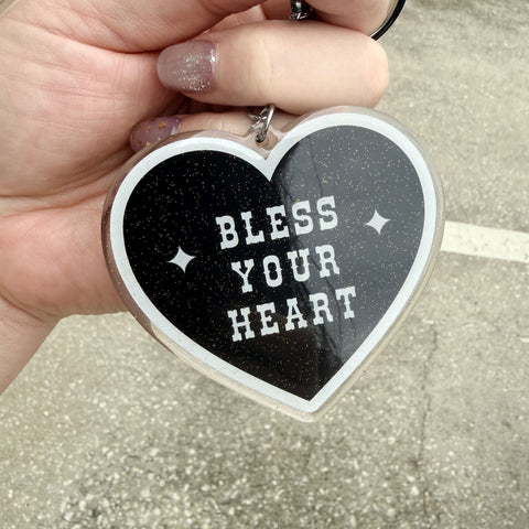 Bless Your Heart Glitter KeyChain