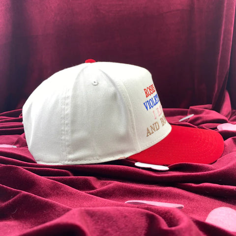 Roses Are Red Violets Are Blue I Eat Coochie And Booty Hole Too White/Red Midcrown Snapback Custom Embroidered Cap Hat