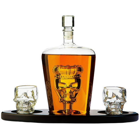 Skull King Skeleton Wine & Whiskey Globe Decanter Set