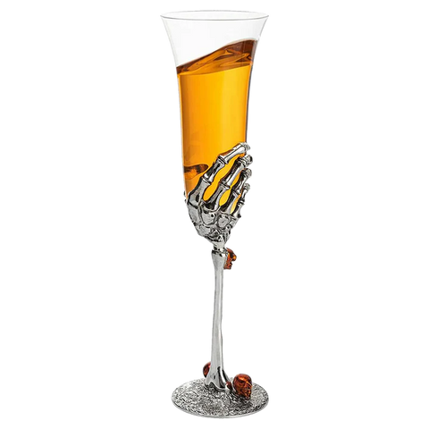 Stemmed Skeleton Champagne Glasses - SINGLE 7oz