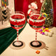 Santa's Elf Stemmed Wine & Water Glasses - Set of 2 - Shining Red & Black, 9" H - Christmas & Holiday Parties Glassware - Xmas Tree - Set of 2, 17.5oz