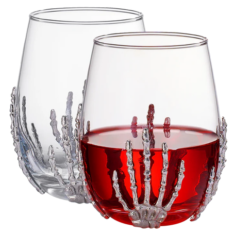 Stemless Skeleton Wine Glass - Set of 2 - 17oz