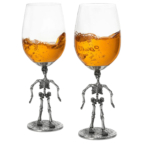 Stemmed Skeleton Wine Glass - Set of 2 - 12oz