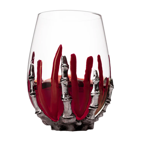 Skeleton Bloody Hand Wine Skull Glass - SINGLE 12oz