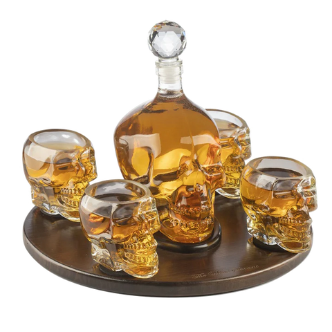 Skull Decanter Large Set with 4 Skull Shot Glasses