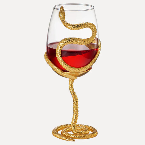 Stemmed Snake Wine Glass - SINGLE 19oz (GOLD)