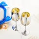 Crystal Christmas Tree Stemmed Wine & Water Glasses - Set of 2 Holiday Themed Vibrant Gold