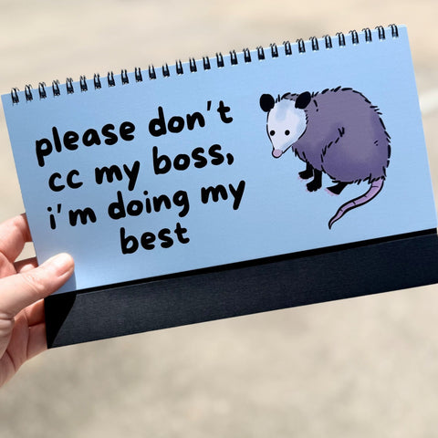Opossums At Work Desk Flip Sign