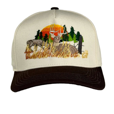 Deer Hunting Deer Scenery Embroidered SnapBack Hat Cap