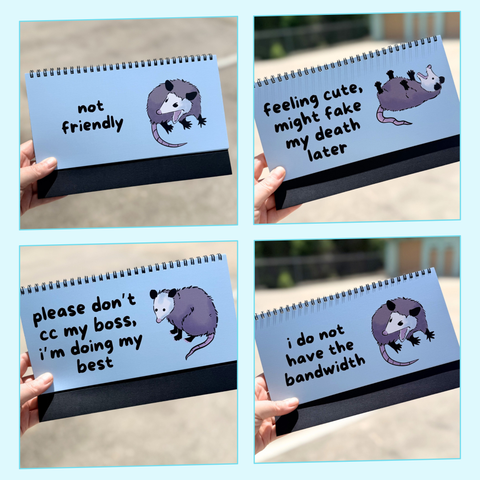 Opossums At Work Desk Flip Sign