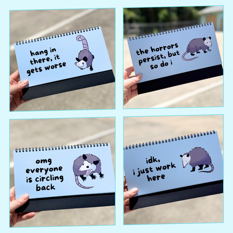 Opossums At Work Desk Flip Sign