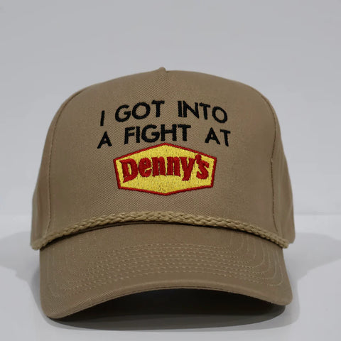 I Got Into A Fight At Dennys Custom Embroidered Rope Tan SnapBack