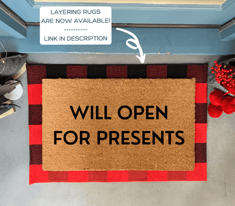 Funny Christmas Doormat, Will Open For Presents