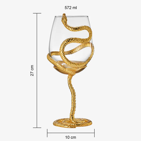 Stemmed Snake Wine Glass - SINGLE 19oz (GOLD)