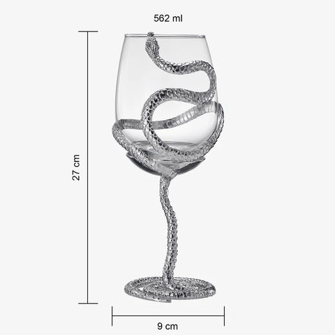 Stemmed Snake Wine Glass - Set of 2 - 19oz (SILVER)