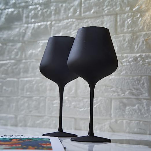 Matte Black Crystal Wine Glass - Set of 2 - 20oz