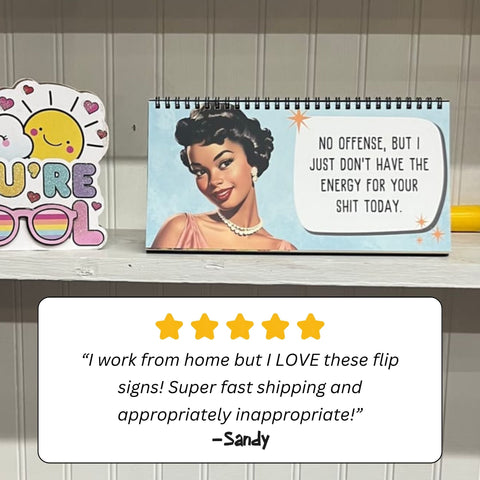 Sassy & Sweary Women at the Office Desk Flip Sign