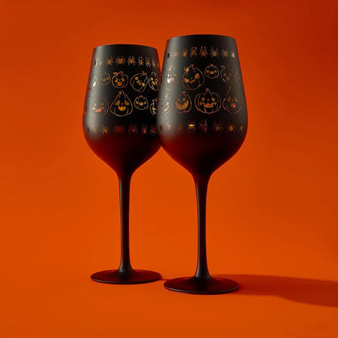 Crystal Halloween Stemmed Wine Glasses - Set of 2 - 16oz