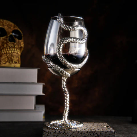 Stemmed Snake Wine Glass - SINGLE 19oz (SILVER)