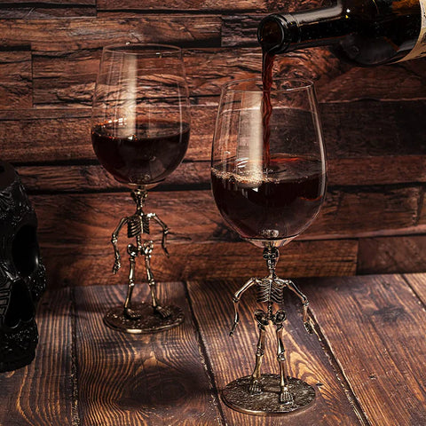 Stemmed Skeleton Wine Glass - Set of 2 - 12oz