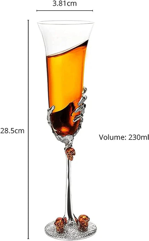 Stemmed Skeleton Champagne Glasses - SINGLE 7oz