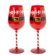 Ho Ho Ho Santa's Christmas Stemmed Wine & Water Glasses - Set of 2