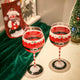 Santa's Elf Stemmed Wine & Water Glasses - Set of 2 - Shining Red & Black, 9" H - Christmas & Holiday Parties Glassware - Xmas Tree - Set of 2, 17.5oz