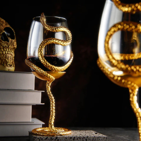 Stemmed Snake Wine Glass - Set of 2 - 19oz (GOLD)