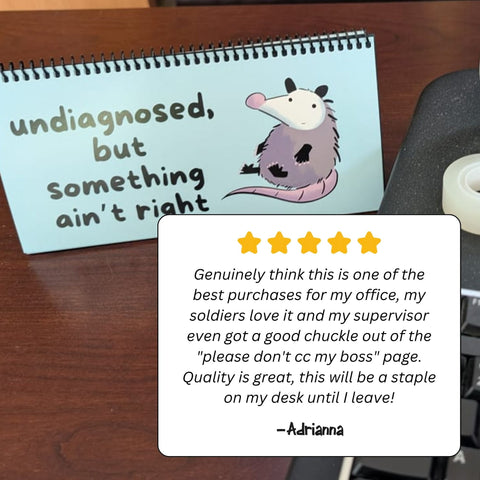 Opossums At Work Desk Flip Sign