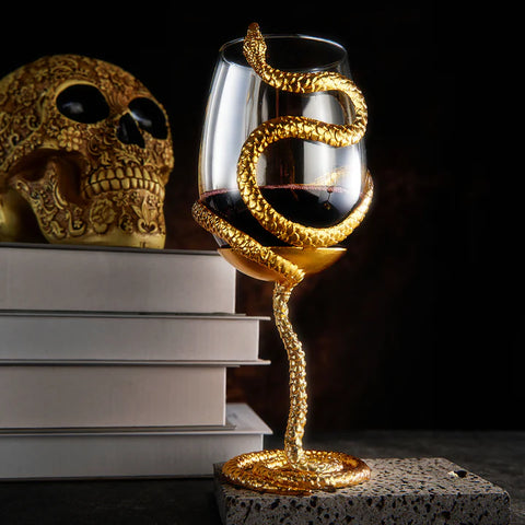 Stemmed Snake Wine Glass - SINGLE 19oz (GOLD)