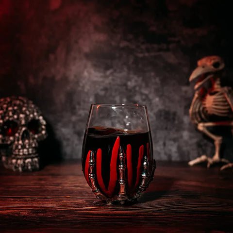 Skeleton Bloody Hand Wine Skull Glass - SINGLE 12oz