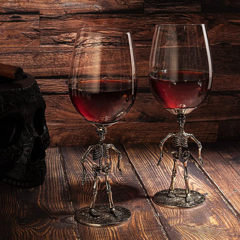 Stemmed Skeleton Wine Glass - Set of 2 - 12oz