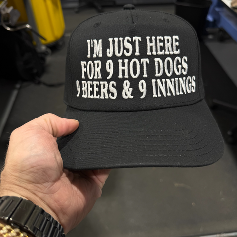999 Challenge Hat 9 Beers 9 Hot Dogs 9 Innings Baseball Cap Funny Game Day Hat