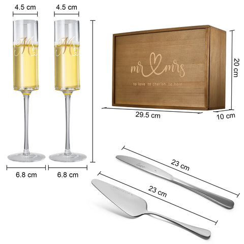 Wedding Bridal Mr & Mrs Champagne Flutes Gift