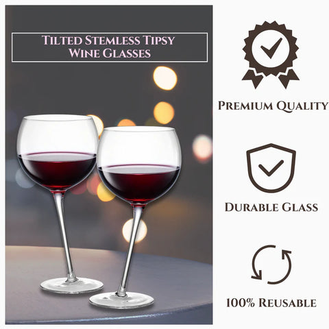 Tipsy Wine Glasses Set of 2 - 15.5OZ