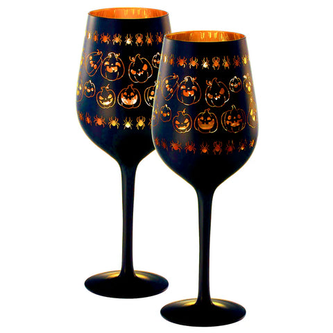 Crystal Halloween Stemmed Wine Glasses - Set of 2 - 16oz