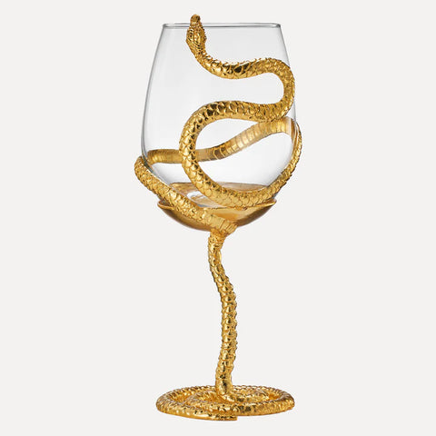 Stemmed Snake Wine Glass - SINGLE 19oz (GOLD)