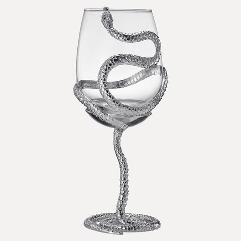 Stemmed Snake Wine Glass - SINGLE 19oz (SILVER)