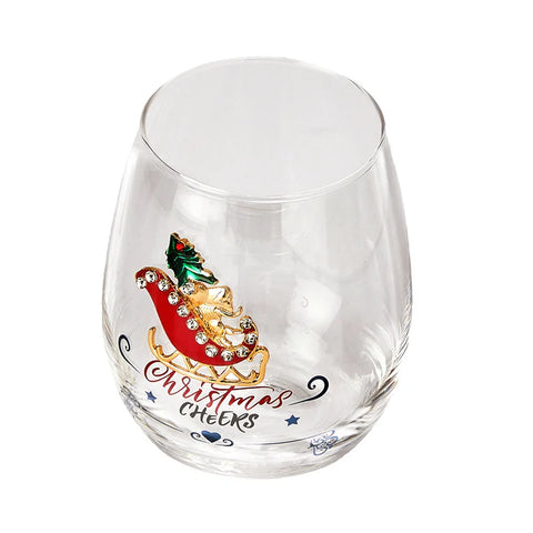 Crystal Christmas Santa's Sleigh Wine & Water Glasses - Set of 2