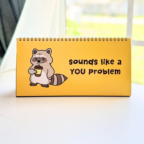 Raccoons At Work Desk Flip Sign