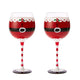 Santa's Elf Stemmed Wine & Water Glasses - Set of 2 - Shining Red & Black, 9" H - Christmas & Holiday Parties Glassware - Xmas Tree - Set of 2, 17.5oz