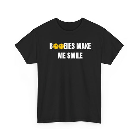 Boobies Make Me Smile Funny Shirt – Hilarious Adult Humor Graphic Tee for Men & Women