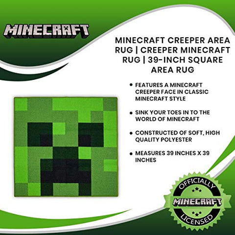 Minecraft TNT Area Rug - Pixelated Game Rug | 39-Inch Square Polyester Carpet