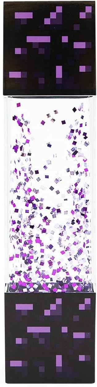 Minecraft Nether Portal Lamp - LED Glitter Motion Light | Bedside Table Decor