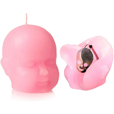 Pink Baby Head Skeleton Candle