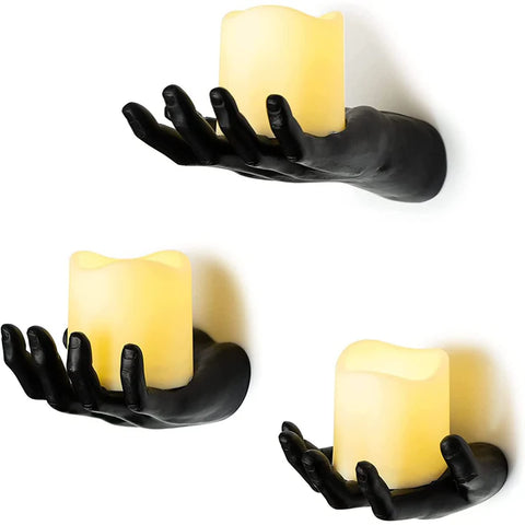 Spooky Hands Wall LED Candle Lights Decor 3 Set