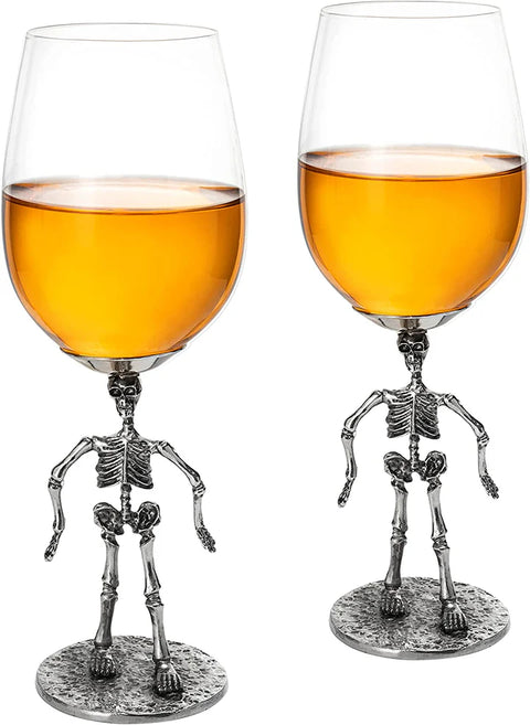 Stemmed Skeleton Wine Glass - Set of 2 - 12oz