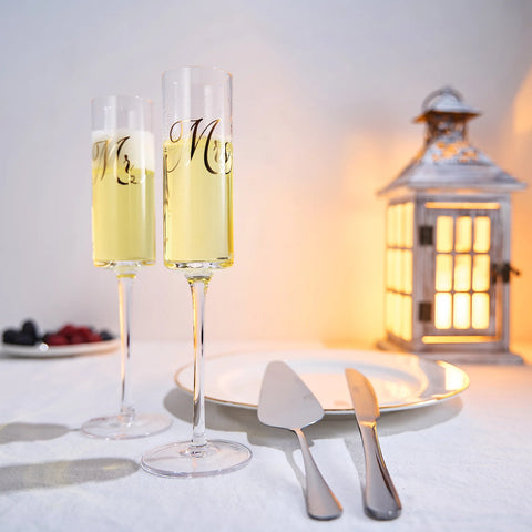 Wedding Bridal Mr & Mrs Champagne Flutes Gift