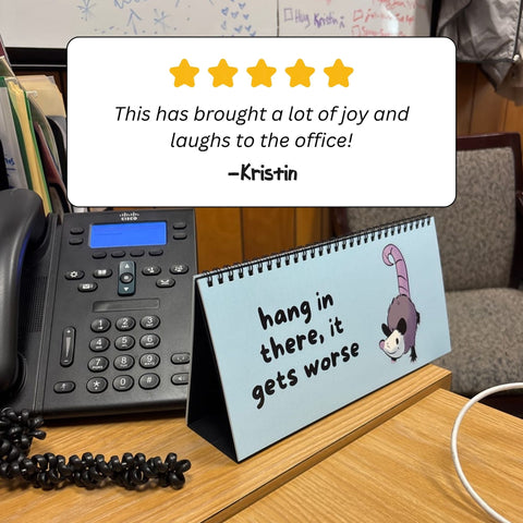 Opossums At Work Desk Flip Sign